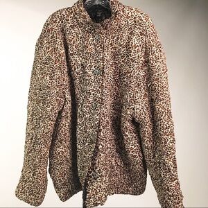 SILKLAND Brown Leopard Jacket Blazer Plus 1X